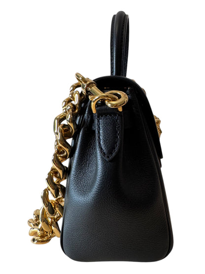 Versace Mini Borsa Medusa in Pelle Nera con Tracolla a Catena Oro - Made in Italy