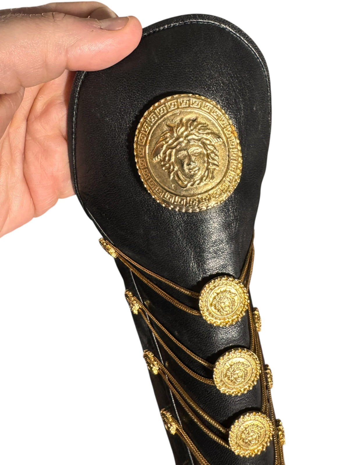Stivali Gianni Versace Couture FW 1993 Medusa Leather Boots 38.5 Vintage — foto 6
