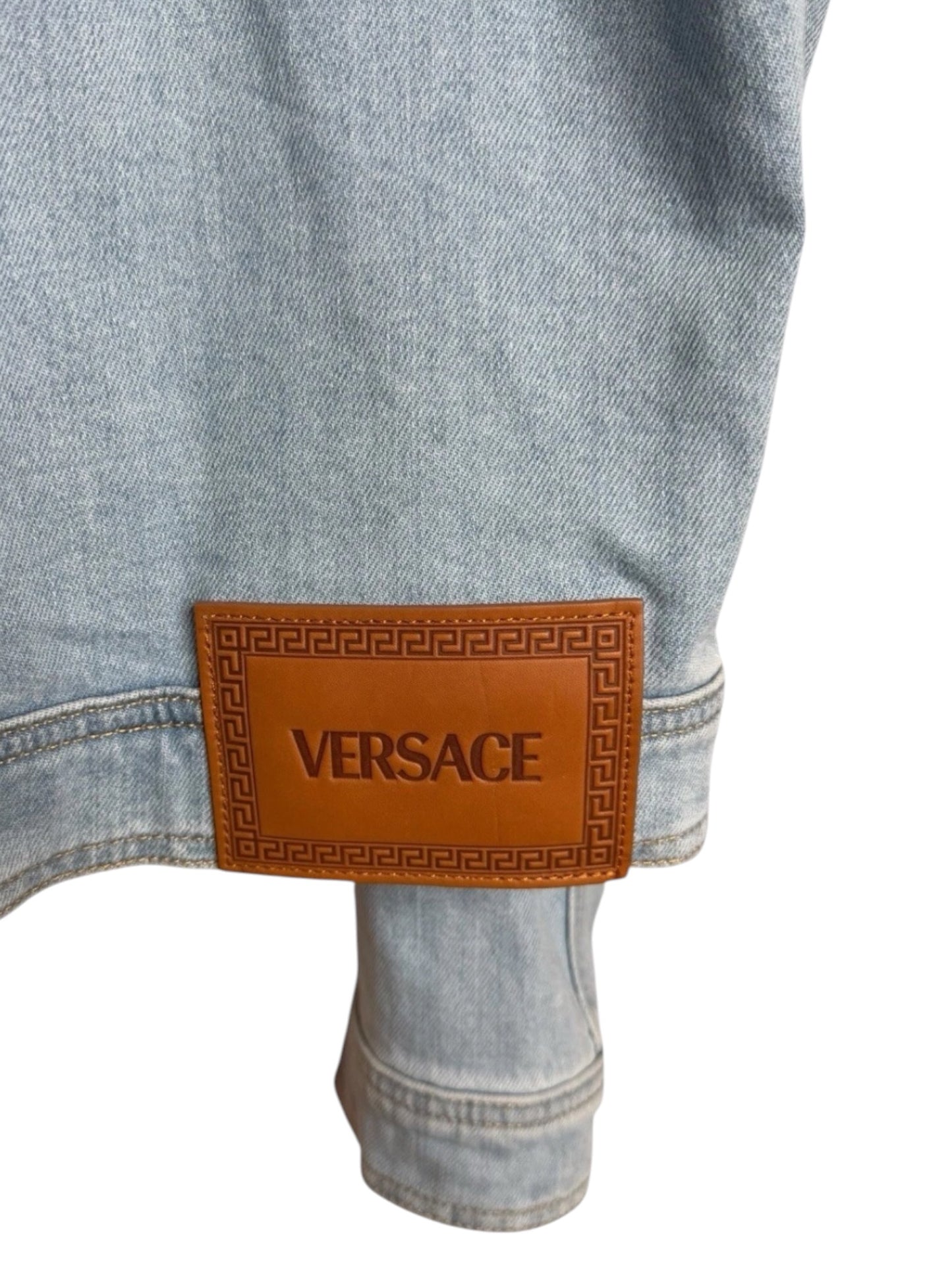 Giacca in denim Versace con tasche motivo Barocco - Taglia