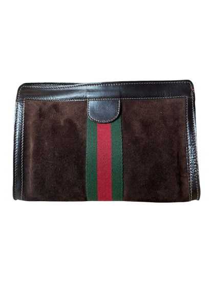 Gucci pochette vintage in pelle scamosciata