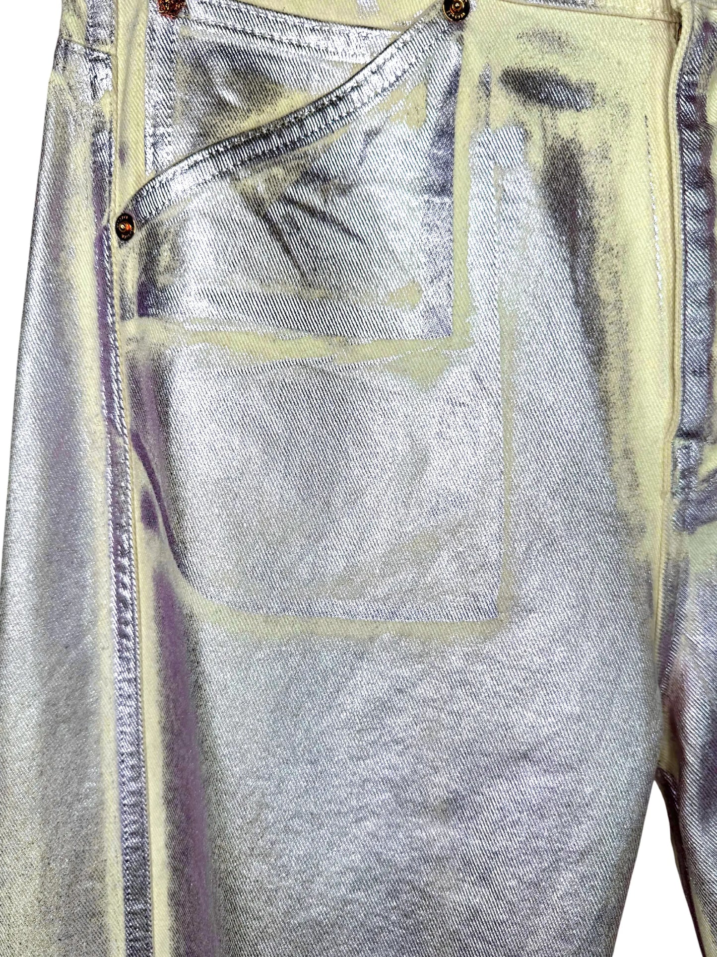 Versace jeans iridescenti Medusa denim metallizzato Made in Italy taglia 32