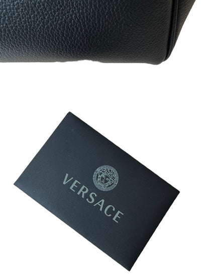 Versace Mini Borsa Medusa in Pelle Nera con Tracolla a Catena Oro - Made in Italy