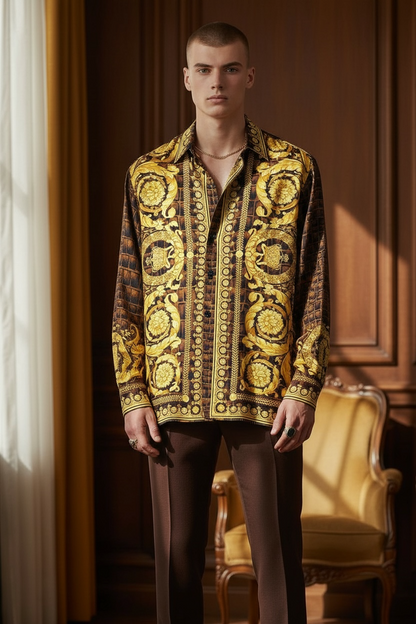 Camicia Versace seta Barocco Made in Italy - TG 48