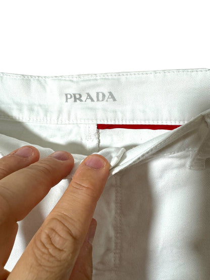 Prada pantaloni a zampa in jeans bianco