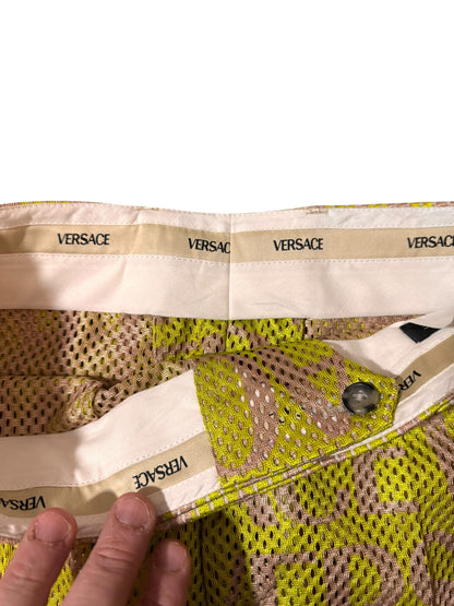 Pantaloni Versace logo all over mesh giallo IT 48 nuovi