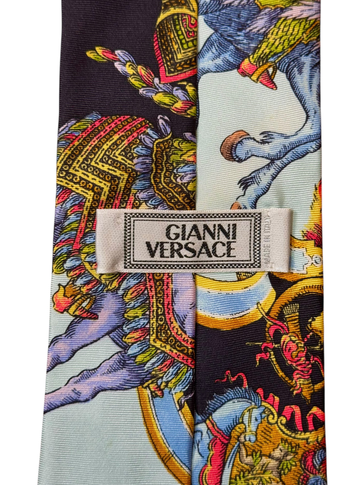 Cravatta vintage Gianni Versace seta stampa carrozza barocca medievale — foto 8