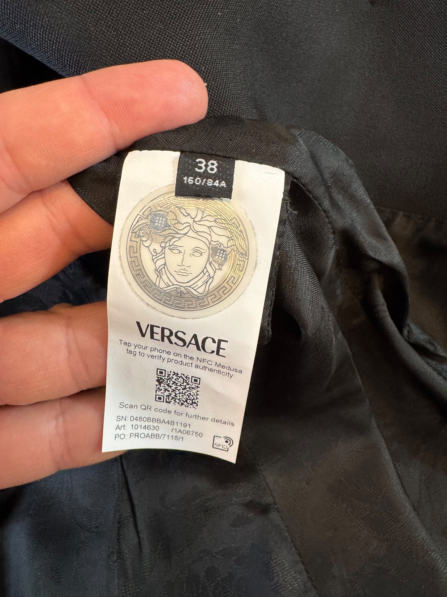 Giacca Versace donna nera in lana vergine bottoni Medusa taglia 38 Made in Italy