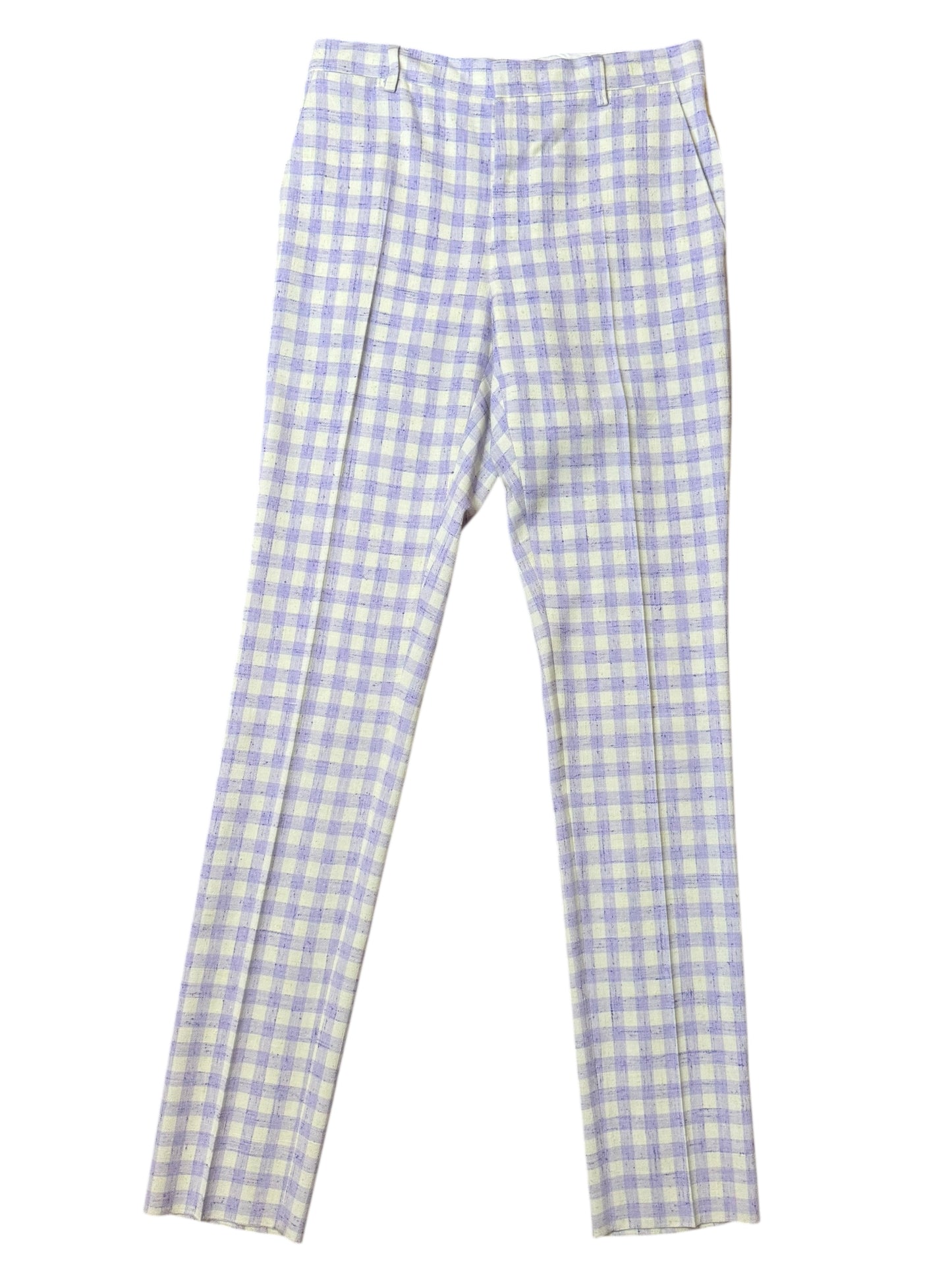 Versace completo uomo giacca e pantalone a quadri lilla/avorio Tg. 48 Made in Italy