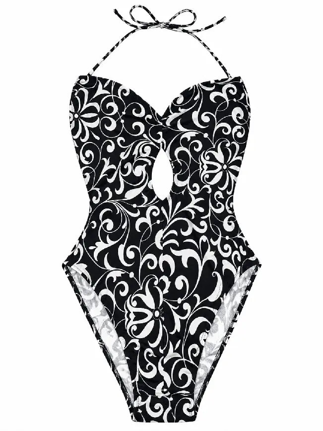 Versace Mare costume intero barocco bianco nero Made in Italy - taglia 44