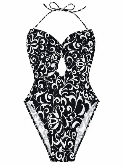 Versace Mare costume intero barocco bianco nero Made in Italy - taglia 44
