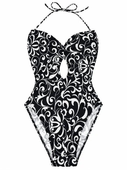 Versace Mare costume intero barocco bianco nero Made in Italy - taglia 44