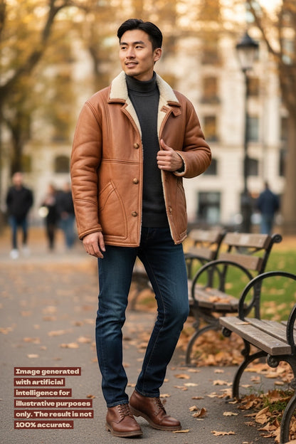 Giacca shearling uomo Arika Firenze vera pelle montone taglia 48