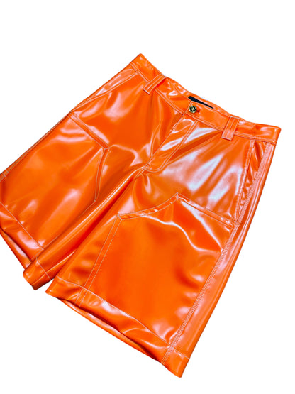 Versace Shorts Uomo Arancione – Effetto Lucido Gommato – Taglia 48
