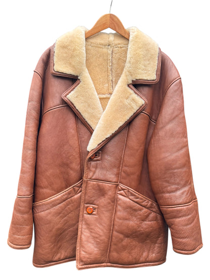 Giacca shearling uomo marrone montone naturale vintage taglia 52