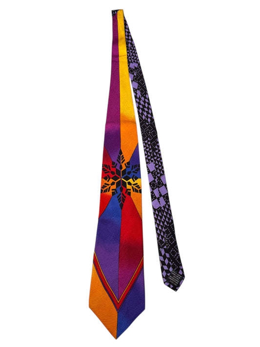 Cravatta Versus Gianni Versace vintage in seta fantasia geometrica multicolor