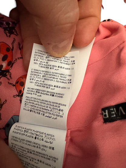 Versace Abito Seta Rosa Farfalle e Coccinelle