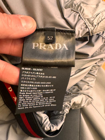 Prada pantaloni tecnici nylon grigio bande nere logo rosso tg 52 nuovi — foto 7