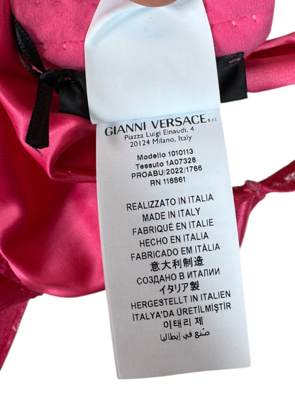 Body Versace rosa in pizzo e raso, Made in Italy