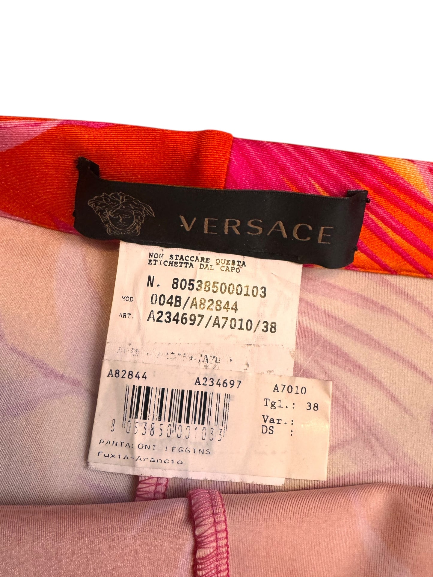 Versace leggings jungle fucsia arancio taglia 38 stampa tropicale — foto 5