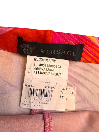 Versace leggings jungle fucsia arancio taglia 38 stampa tropicale — foto 5