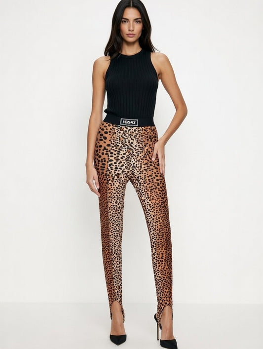 Leggings Versace leopardati con staffa taglia M nuovi