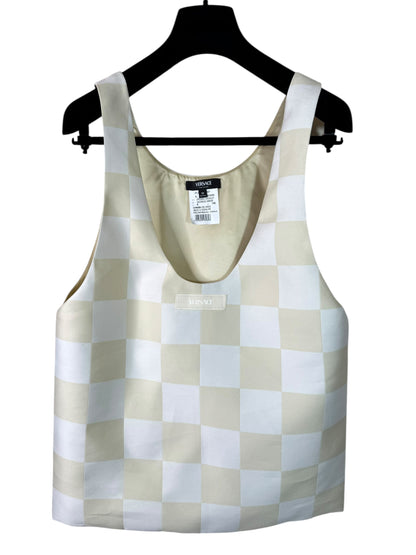 Versace Top Uomo a Quadri Bianchi e Beige Taglia M – Nuovo.