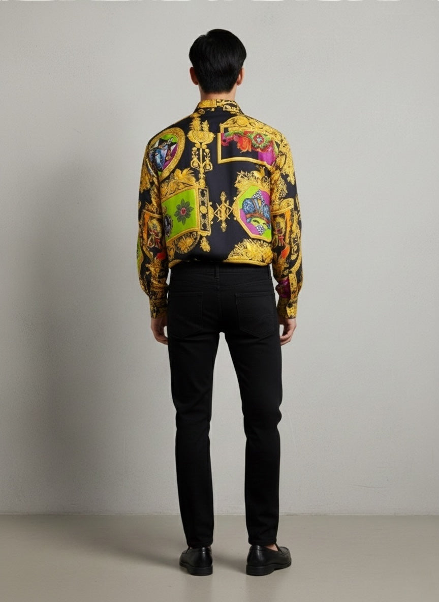 Camicia vintage Istante by Gianni Versace - Multicolor Barocco, Taglia 50 — foto 3