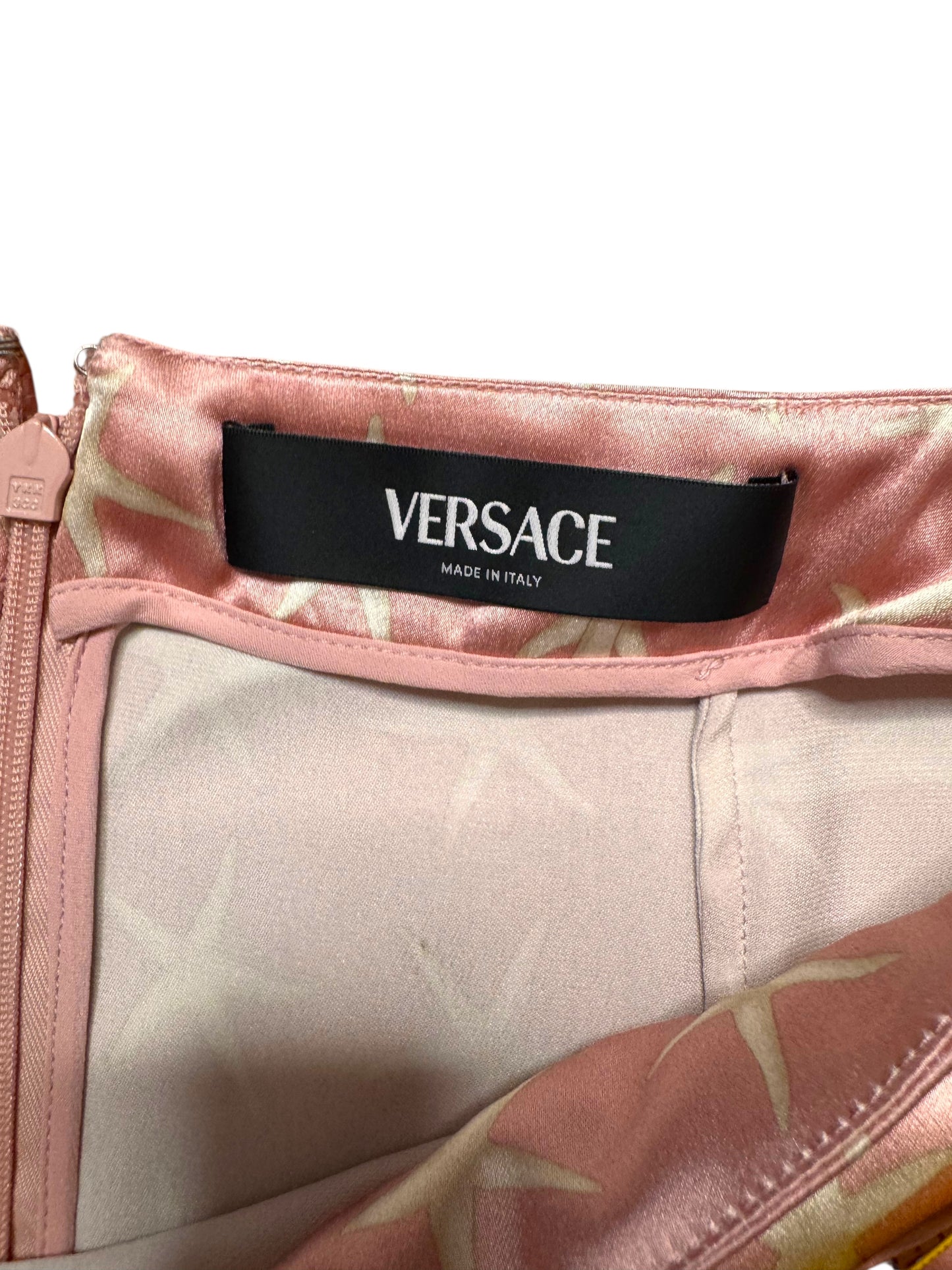 Gonna Versace in seta rosa con stampa stelle marine – TG 38 IT