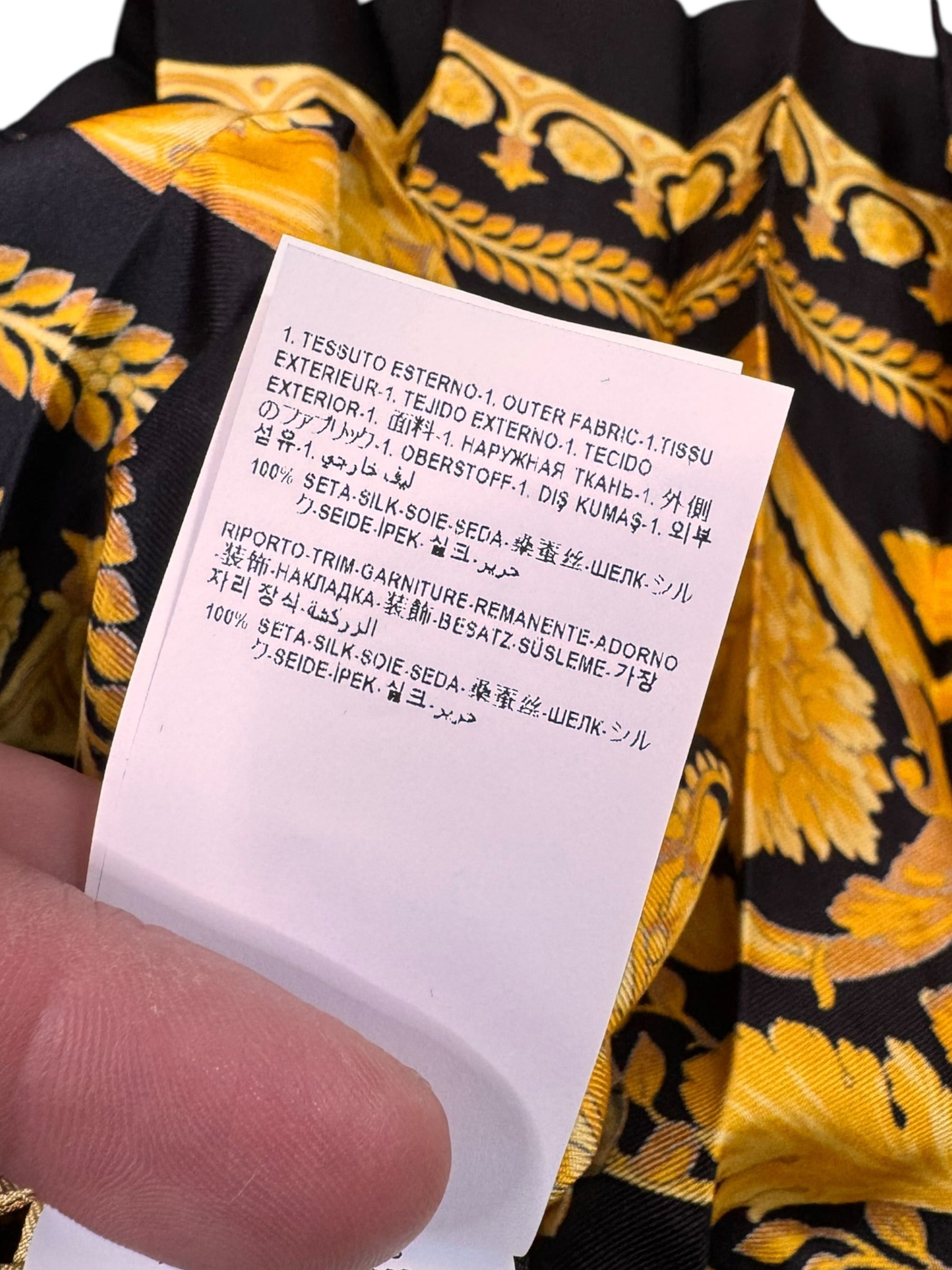 Gonna Versace seta twill stampa barocco oro taglia 38 Medusa — foto 8