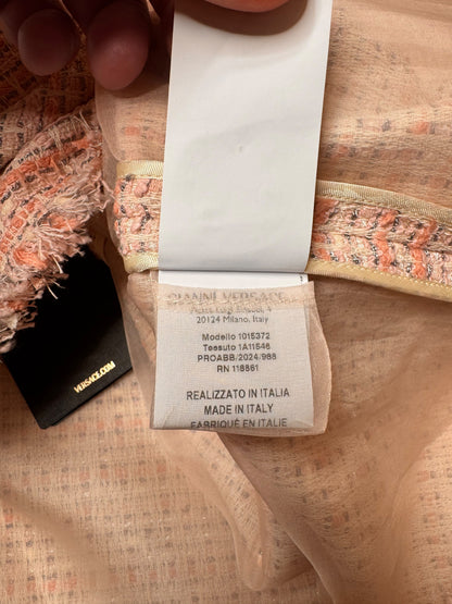 Gilet Versace tweed rosa crema con bottoni Medusa taglia 42 — foto 13