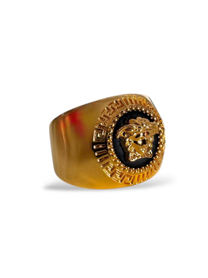 Anello Versace Medusa Greca Gold Tone Fashion Jewelry Made in Italy Taglia 17