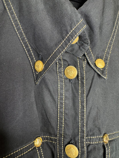 Camicia Vintage Versace Jeans Signature Nera – Bottoni Oro Medusa – Made in Italy – Taglia S