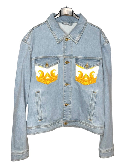 Giacca in denim Versace con tasche motivo Barocco - Taglia