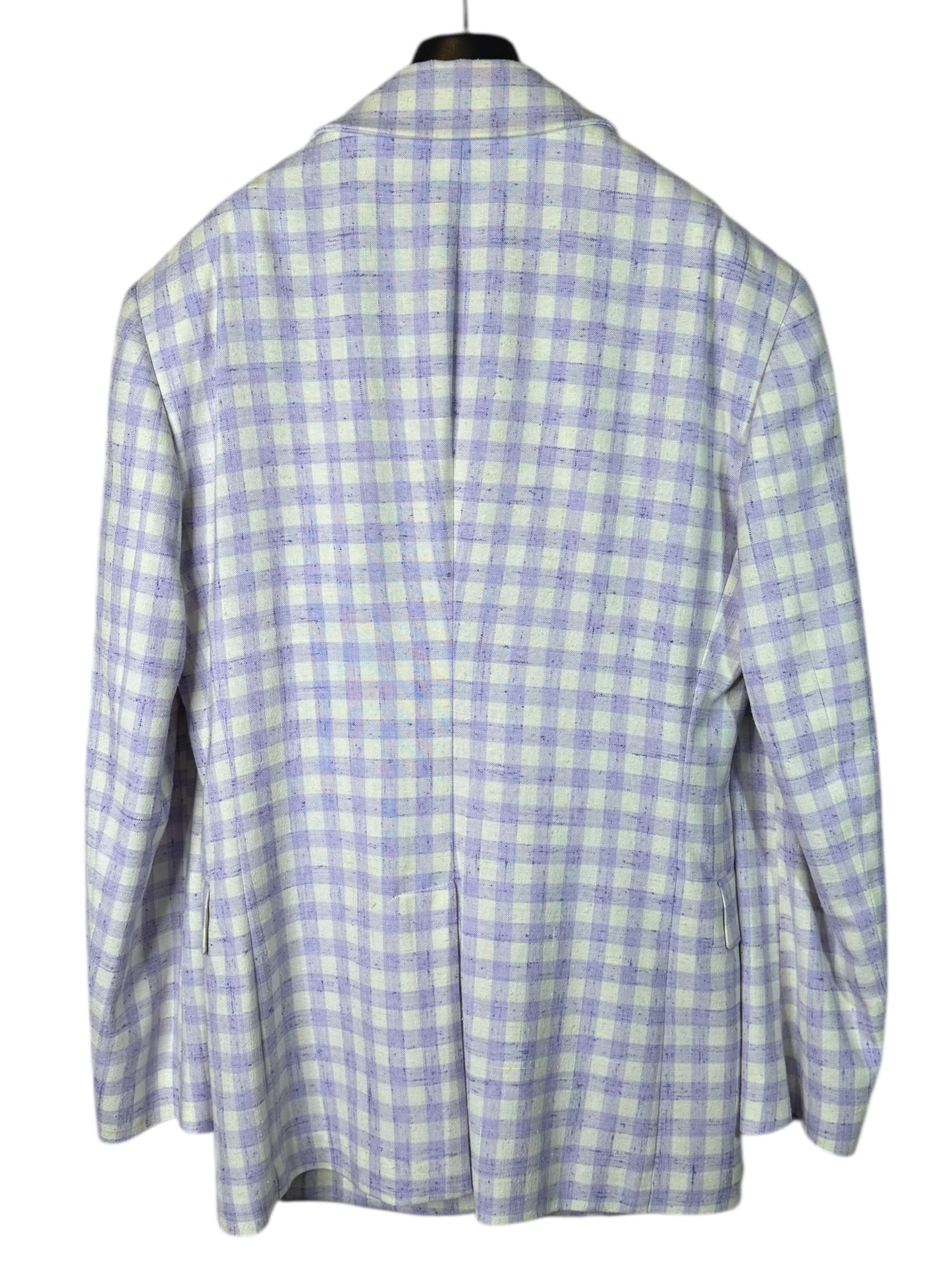 Versace completo uomo giacca e pantalone a quadri lilla/avorio Tg. 48 Made in Italy