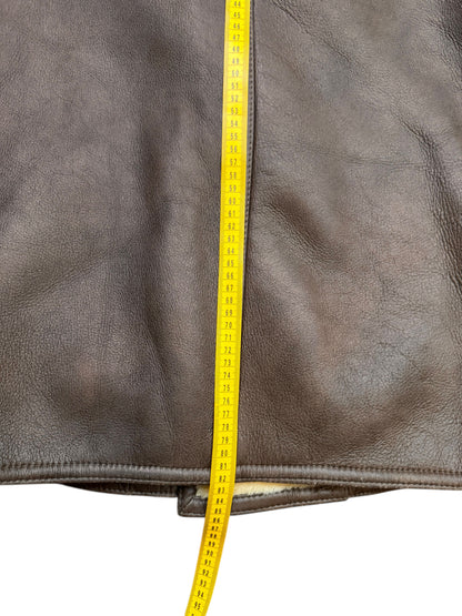Giacca montone shearling vera pelle marrone vintage uomo — foto 9
