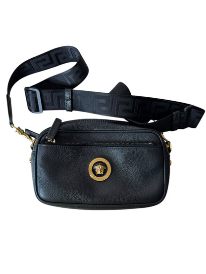 Versace Borsa a Tracolla Uomo in Pelle Nero con Medusa