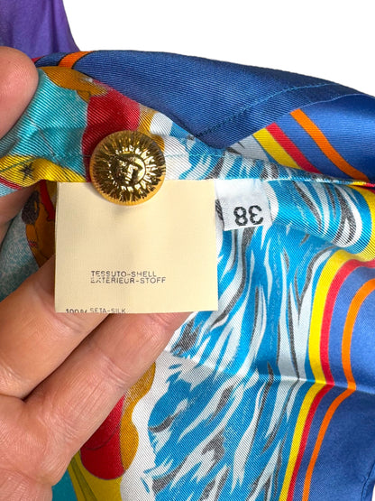 Camicia vintage donna Versace Sport in seta stampa nautica - Tg. 38