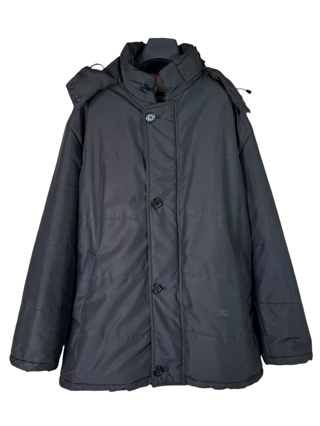 Burberry’s Piumino Giacca Nero Check Nova Cappuccio Taglia 54
