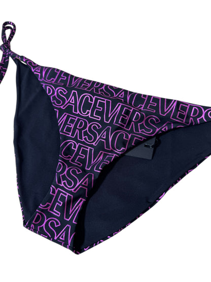 Slip bikini donna Versace nero con logo fucsia – Taglia 4 IT – Made in Italy