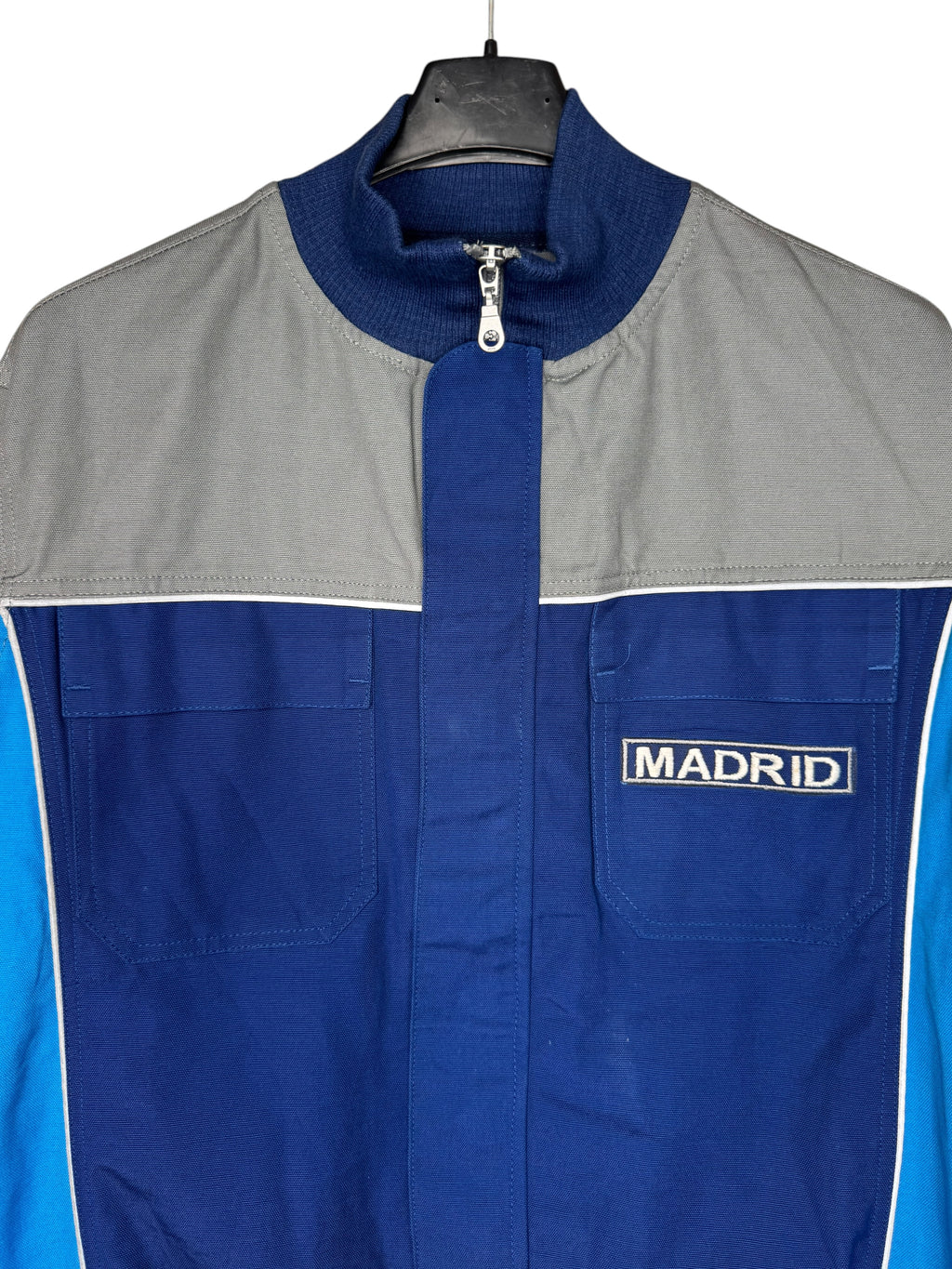 Giacca vintage Iveco Madrid Stralis racing blu grigia taglia XS