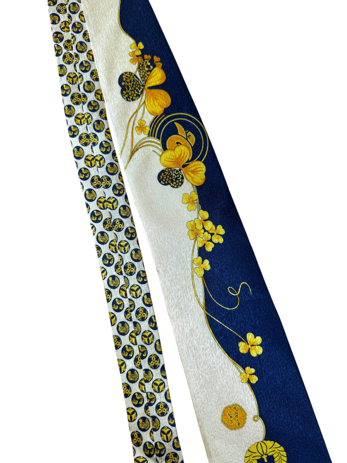 Cravatta Vintage Gianni Versace in Seta – Motivo Giapponese Blu Crema con Lanterne — foto 4