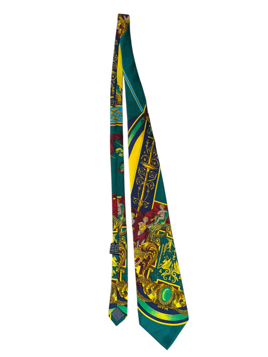 Cravatta Vintage Gianni Versace – Stampa Barocca con Angeli – 100% Seta Made in Italy