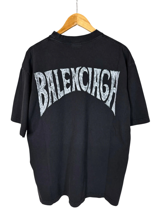 Balenciaga Logo Back Print T-Shirt Nero Oversize
