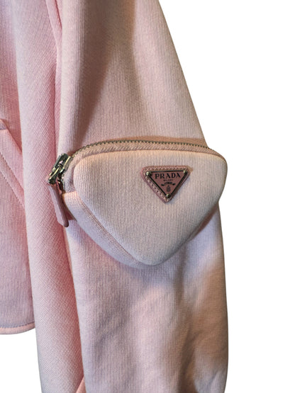 Felpa Prada Donna Rosa con Cappuccio e Mini Pochette – Taglia L