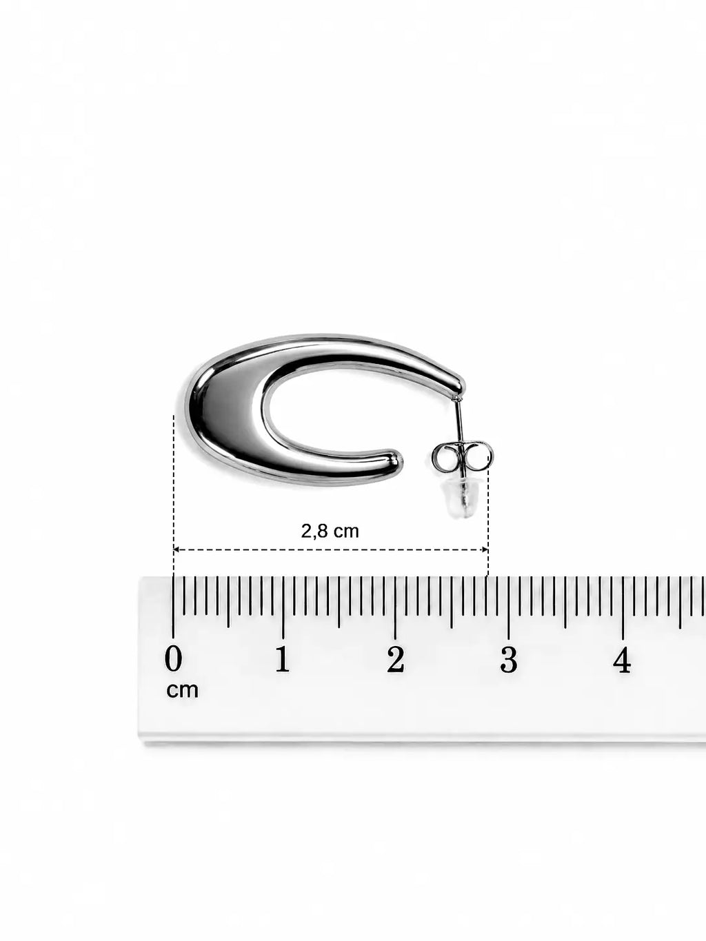 Orecchini argentati a cerchio ovale bombato 2,8 cm