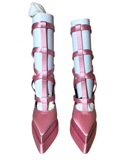 Sandali platform Versace in raso rosa – Modello Medusa Aevitas – Taglia 38 – Made in Italy