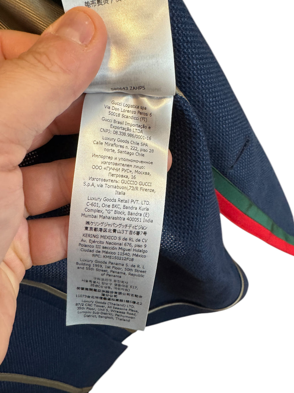 Giacca Blazer Gucci in lino blu con Web stripe e ricamo — foto 14