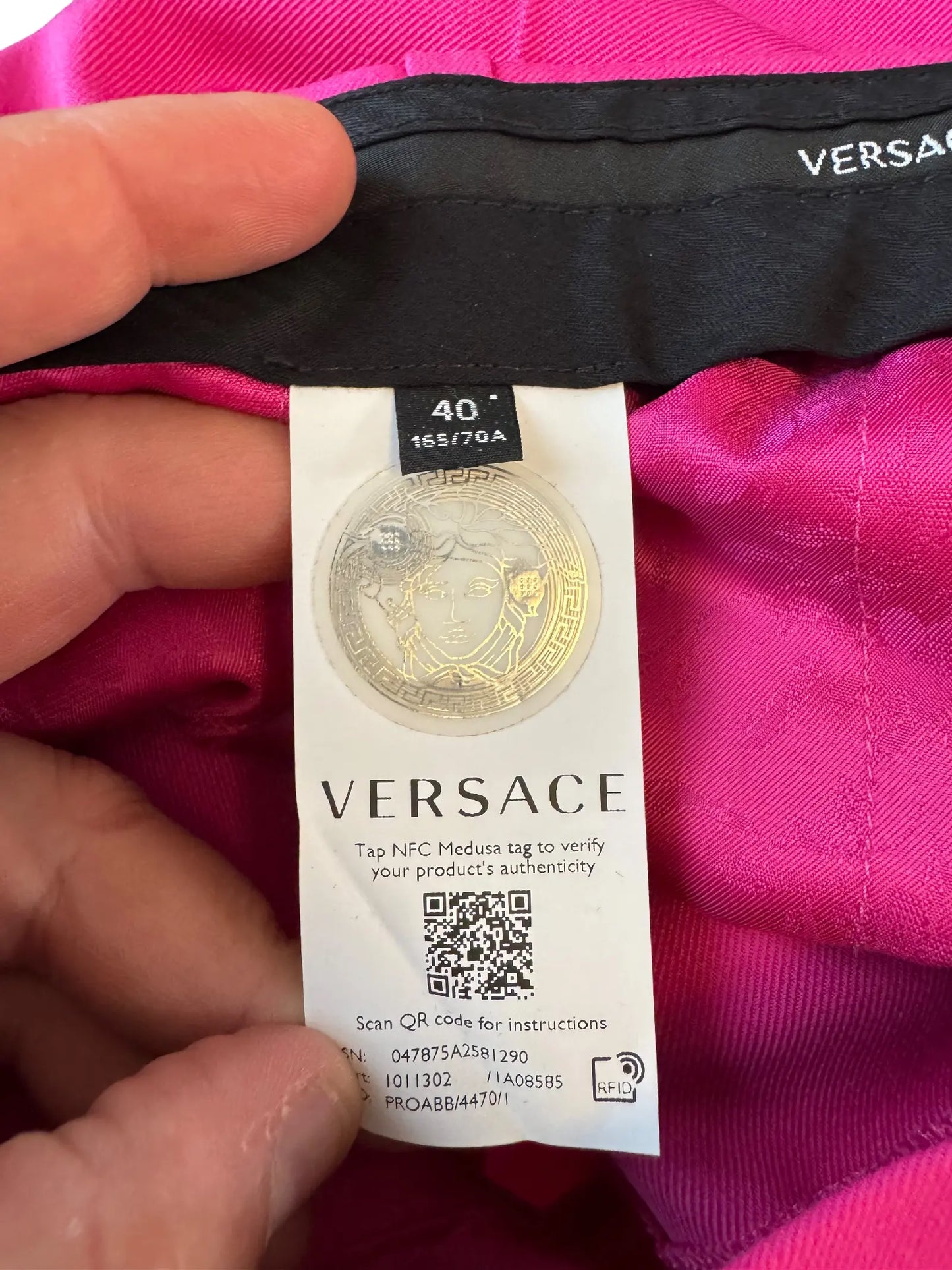Versace pantaloni flare rosa Medusa lana vergine Made in Italy - taglia 40