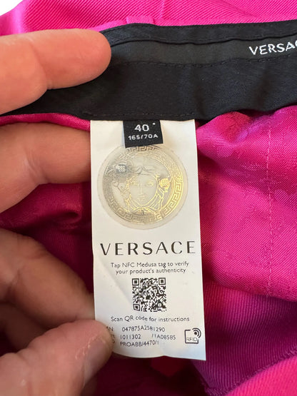 Versace pantaloni flare rosa Medusa lana vergine Made in Italy - taglia 40