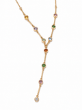 Collana dorata a Y con cristalli multicolore